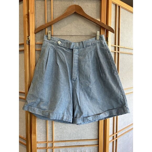 Gap Pants - Vintage Womens GAP Pleated High Rise Shorts Blue, Chambray, Denim Size 11-12
